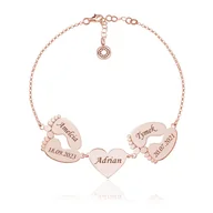 Bransoletki - Srebrna bransoletka Stópki i Serce dla Mamy grawer - rose gold - miniaturka - grafika 1