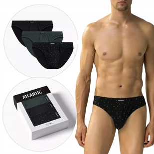 MAJTKI MĘSKIE slipy 3pak 3MP-178-CZA/SZG/CZA wygodne Atlantic *M - Majtki męskie - miniaturka - grafika 1