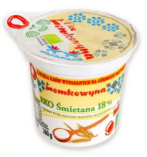 Łemkowyna (nabiał z mleka krowiego) śmietana 18% bio 280 g - Zdrowa żywność - miniaturka - grafika 1