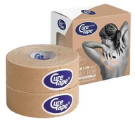 Apteczki i materiały opatrunkowe - Wąska taśma do kinesiotapingu 2,5cm x 5m - wodoodporny kinesiology tape do plastrowania dynamicznego (Cure Tape CLASSIC 2,5x5) - miniaturka - grafika 1