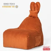Szafy i szafki dla dzieci - Uszata pufa siedzisko z oparciem Funny Bunny Sztruksowa - Marchewkowa - miniaturka - grafika 1