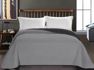 DecoKing Narzuta dwustronna AXEL Grafit/Srebrny 240x260 mikrowłókno - Narzuty - miniaturka - grafika 1