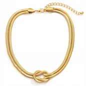 Naszyjniki - Złoty naszyjnik kolia podwójna żmijka z supełkiem na prezent - miniaturka - grafika 1