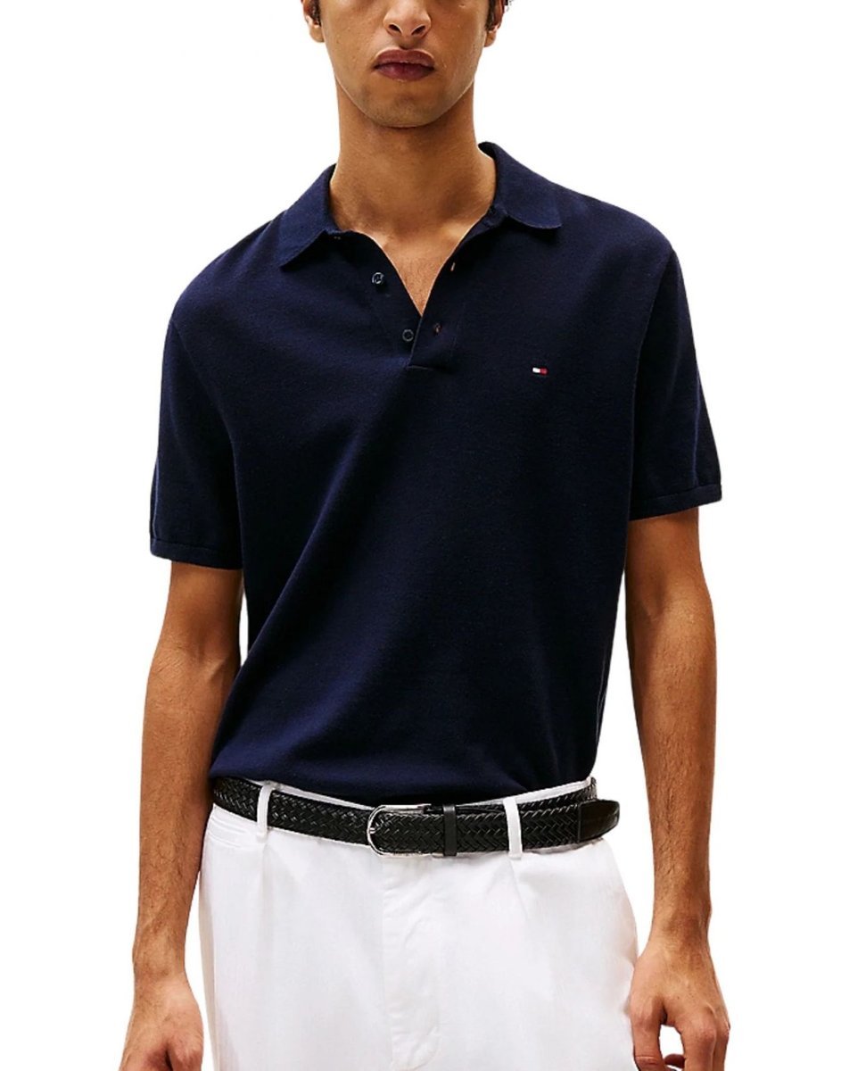 polo uomo tommy hilfiger mw0mw38465 interlock placket desert sky