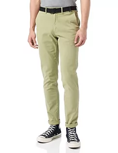 Spodenki męskie - Calvin Klein Męskie spodnie Slim Fit Garment Dye Chino Belt, Sage, 32W / 32L - grafika 1