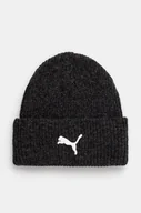 Czapki męskie - Puma czapka z domieszką wełny kolor czarny z grubej dzianiny 25495 - miniaturka - grafika 1