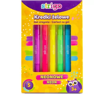Strigo Kredki żelowe neonowe 5 kolorów STRIGO - Kredki, ołówki, pastele i pisaki - miniaturka - grafika 2