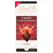 Czekolada - Lindt Excellence Gorzka czekolada z kawałkami kruchych wafelków i karmelu 100 g - miniaturka - grafika 1