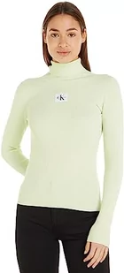 Calvin Klein Jeans Damski sweter z zawijanym dekoltem, Zielony kanarek, XL - Swetry damskie - miniaturka - grafika 1