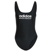 Stroje kąpielowe - adidas Damski strój kąpielowy z dekoltem w kształcie litery U, czarny 81 cm, Czarny, 128 - miniaturka - grafika 1