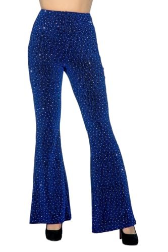 WILBERS & WILBERS 4200 – damskie spodnie z błyszczącymi nogawkami, legginsy imprezowe z miękkiego, elastycznego materiału, na festiwale, imprezy w stylu lat 70., karnawał
