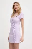 Sukienki - Armani Exchange sukienka lniana kolor fioletowy mini rozkloszowana 3DYA07 YN3RZ - miniaturka - grafika 1