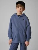 Bluzy dla chłopców - 4F Bluza dresowa loose z kapturem chłopięca - niebieska 146/152 (10-12 lat) - miniaturka - grafika 1
