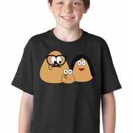 Moda i Uroda OUTLET - P179 KOSZULKA DZIECIĘCA POU GRA PREZENT JAKOŚĆ BAWEŁNA POU POU CZARNA 152 - miniaturka - grafika 1