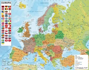 Plakat Mapa Europy Flagi 50X40Cm /0163 - Plakaty - miniaturka - grafika 1
