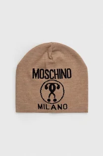 Moschino czapka wełniana kolor beżowy wełniana - Czapki damskie - miniaturka - grafika 1