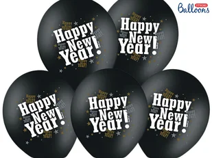 Strong Balony Happy New Year STRONG, czarne, 50 sztuk - Sylwester - miniaturka - grafika 3