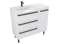 Szafki łazienkowe - Szafka Stojąca Z Umywalką ATH 90 cm D Lewa - Biały Mat - Uchwyty Czarne Matowe - miniaturka - grafika 1