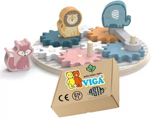 DREWNIANE zabawki Sensoryczne KOŁA ZĘBATE zębatki tryby trybiki MONTESSORI Viga 18m+ montessori - Zabawki sensoryczne - miniaturka - grafika 1