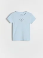 Koszulki dla dziewczynek - Reserved - T-shirt z cyrkoniami - jasnoniebieski - miniaturka - grafika 1