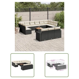 The Living Store 14-cz. zestaw wypoczynkowy do ogrodu - poduszki czarny rattan PE - Sofa Ogrodowa - Sofy ogrodowe The Living Store 14-cz. zestaw wypoczynkowy do ogrodu - poduszki czarny rattan PE - Sofa Ogrodowa - Sofy ogrodowe - miniaturka - grafika 1