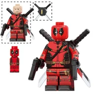 Klocki - Klocki figurka ludzik DEADPOOL i MINI Deadpool AVENGERS Marvel 2-główki miecze pistolety podstawka - miniaturka - grafika 1