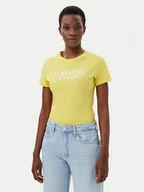Koszulki i topy damskie - Tommy Jeans T-Shirt Essential DW0DW19447 Żółty Slim Fit - miniaturka - grafika 1