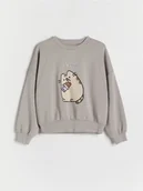 Bluzki dla dziewczynek - Reserved - Bluza dresowa Pusheen - jasnoszary - miniaturka - grafika 1