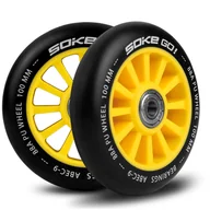 Akcesoria do skatingu - SOKE Kółka do hulajnogi 100 mm żółte 2 szt. 803001 - miniaturka - grafika 1