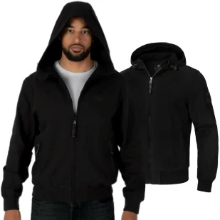 Kurtka z kapturem przejściowa Pit Bull Denim Crimson '24 - Czarna S - Odzież taktyczna i umundurowanie - miniaturka - grafika 1