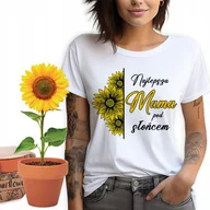 Zestawy upominkowe - T-shirt Koszulka Damska BIAŁA roz.L NAJLEPSZA MAMA + Słonecznik w Doniczce - miniaturka - grafika 1