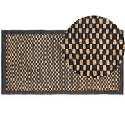 Dywany - Beliani Dywan skórzany 80 x 150 cm czarny z beżowym GERCE - miniaturka - grafika 1
