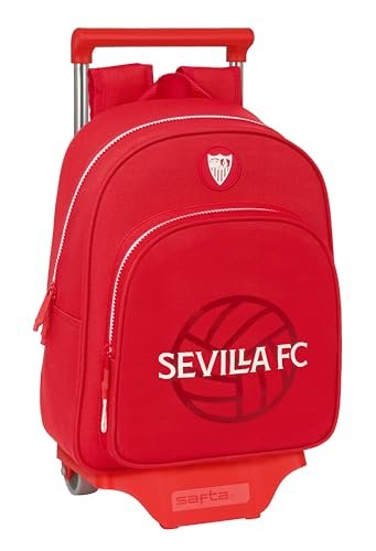 Safta SEVILLA FC Plecak dziecięcy z wózkiem 705, idealny dla dzieci w różnym wieku, wygodny i wszechstronny, jakość i wytrzymałość, 28 x 10 x 34 cm, czerwony, Czerwone, Estándar, Casual