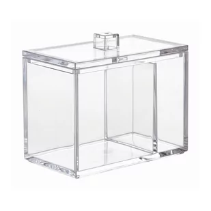 iDesign pudełko do przechowywania z pokrywką, wytrzymały dozownik wacików higienicznych z tworzywa sztucznego, do przechowywania patyczków higienicznych, z dwoma przegródkami, przezroczyste - Pudła i pojemniki do przechowywania - miniaturka - grafika 2