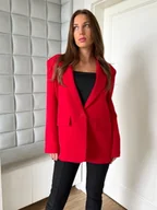 Marynarki i żakiety damskie - Trendsetter marynarka damska czerwona klasyczna oversize red - PERFE - miniaturka - grafika 1