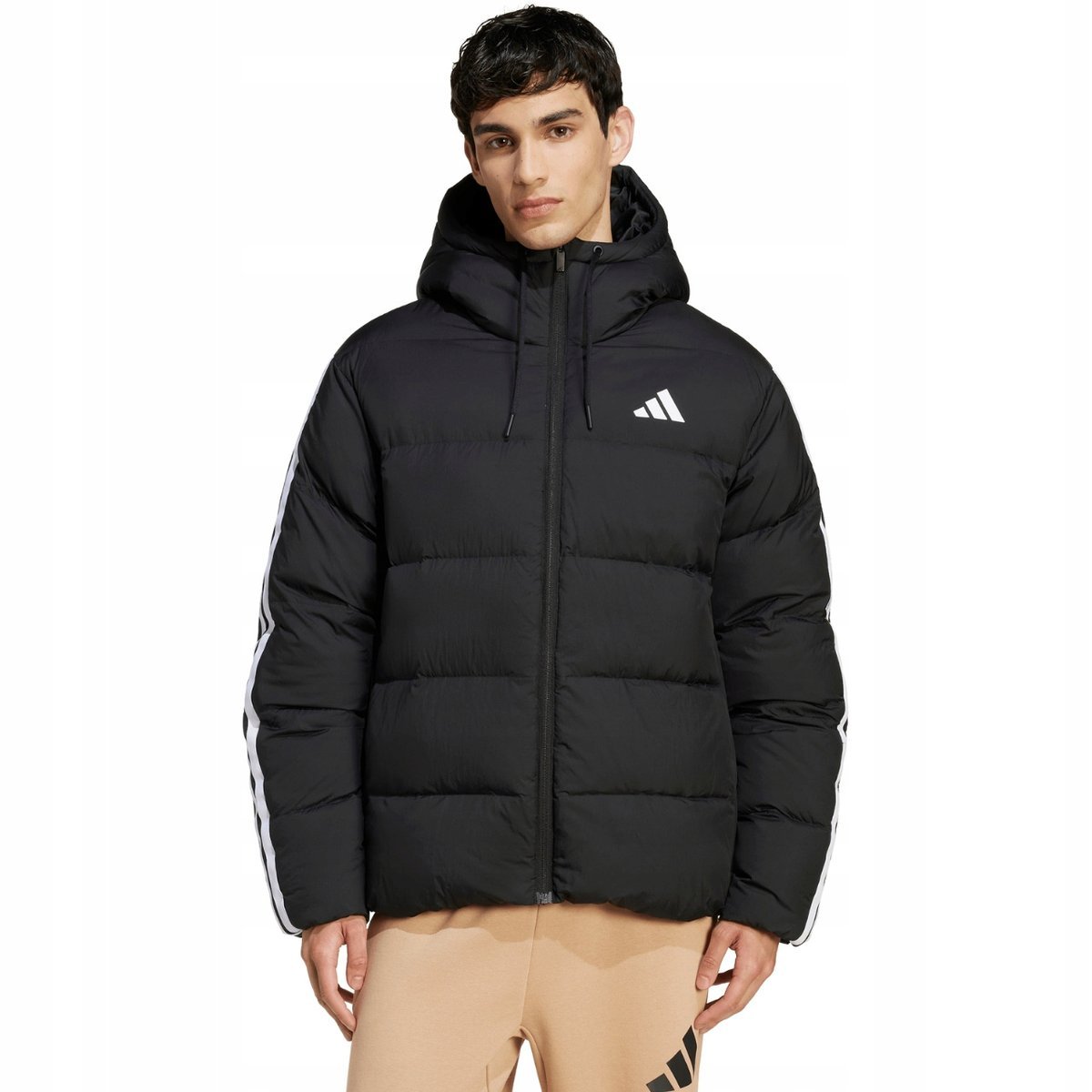 Kurtka męska adidas Essentials Climawarm 3 Stripes Puffer Down Hooded czarn