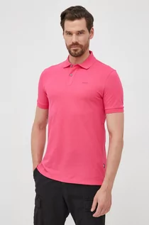 Koszulki męskie - Hugo Boss polo bawełniane kolor różowy z aplikacją - - grafika 1