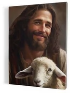 Ikony i obrazy sakralne - Jezus Dobry Pasterz i przypowieść o zagubionej owieczce, obraz - miniaturka - grafika 1