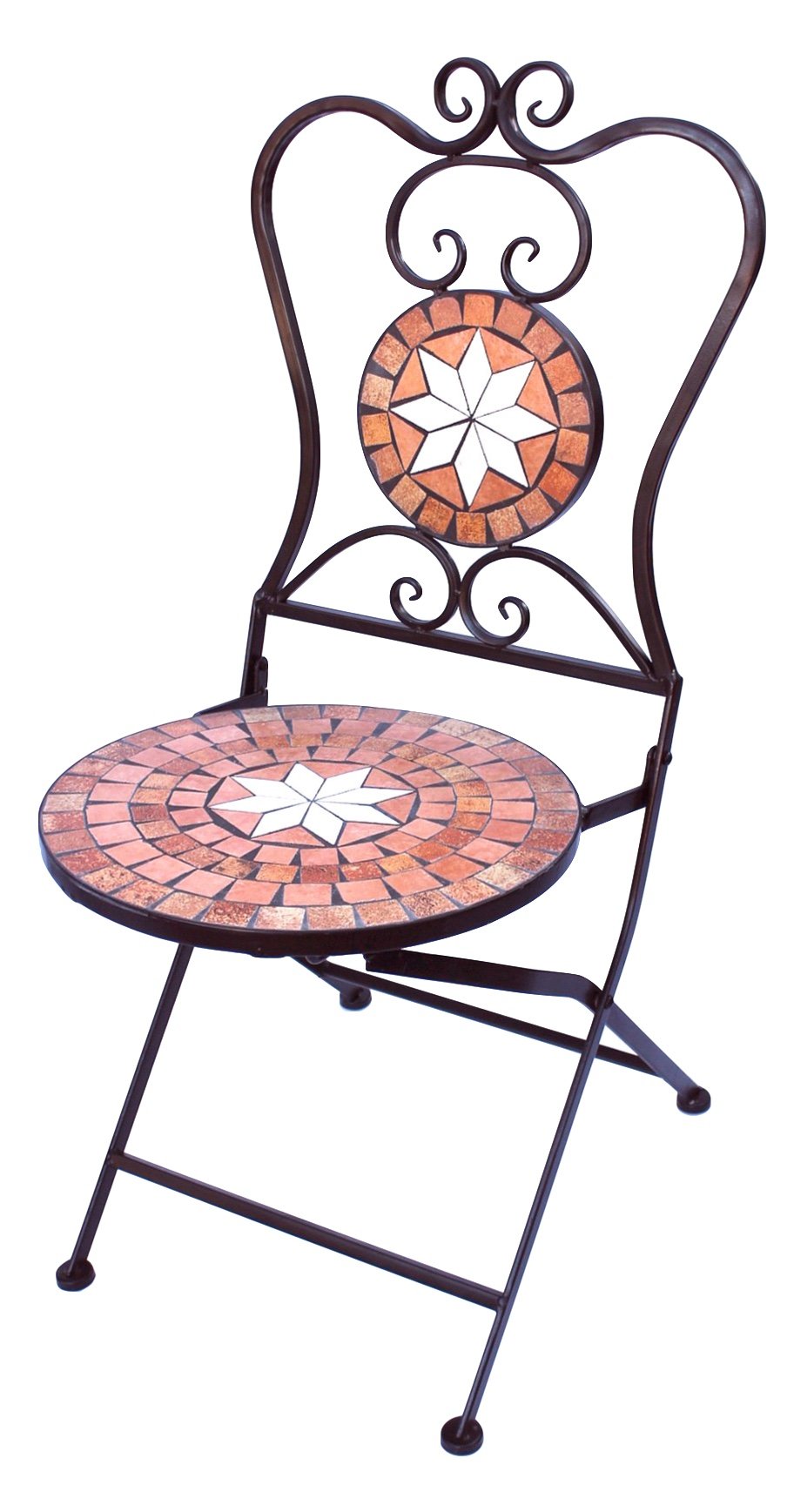 DanDiBo krzesło ogrodowe metalowa mozaika Merano krzesło 12002 H-95 cm metalowe krzesło śródziemnomorskie odporne na warunki atmosferyczne krzesło bistro meble ogrodowe składane krzesło z kamieniem naturalnym