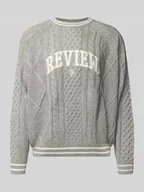 Swetry męskie - Sweter z dzianiny z wyhaftowanym logo - miniaturka - grafika 1