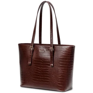 Torebka Damska Shopper Na Ramię PUCCINI Duża Mieści A4 Brązowa BML054D-2 - Torby i wózki na zakupy - miniaturka - grafika 1