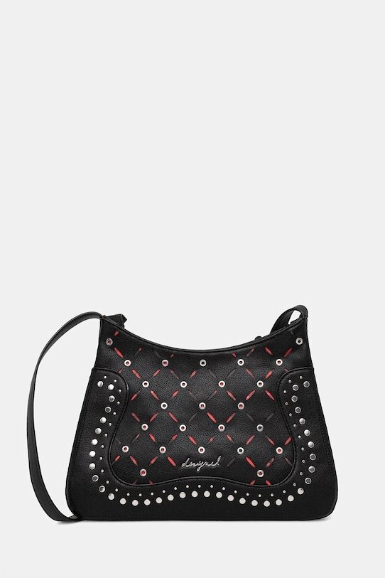 DESIGUAL CZARNA LISTONOSZKA Z ĆWIEKAMI I AŻUROWYM WZOREM 31x20x3 6EA