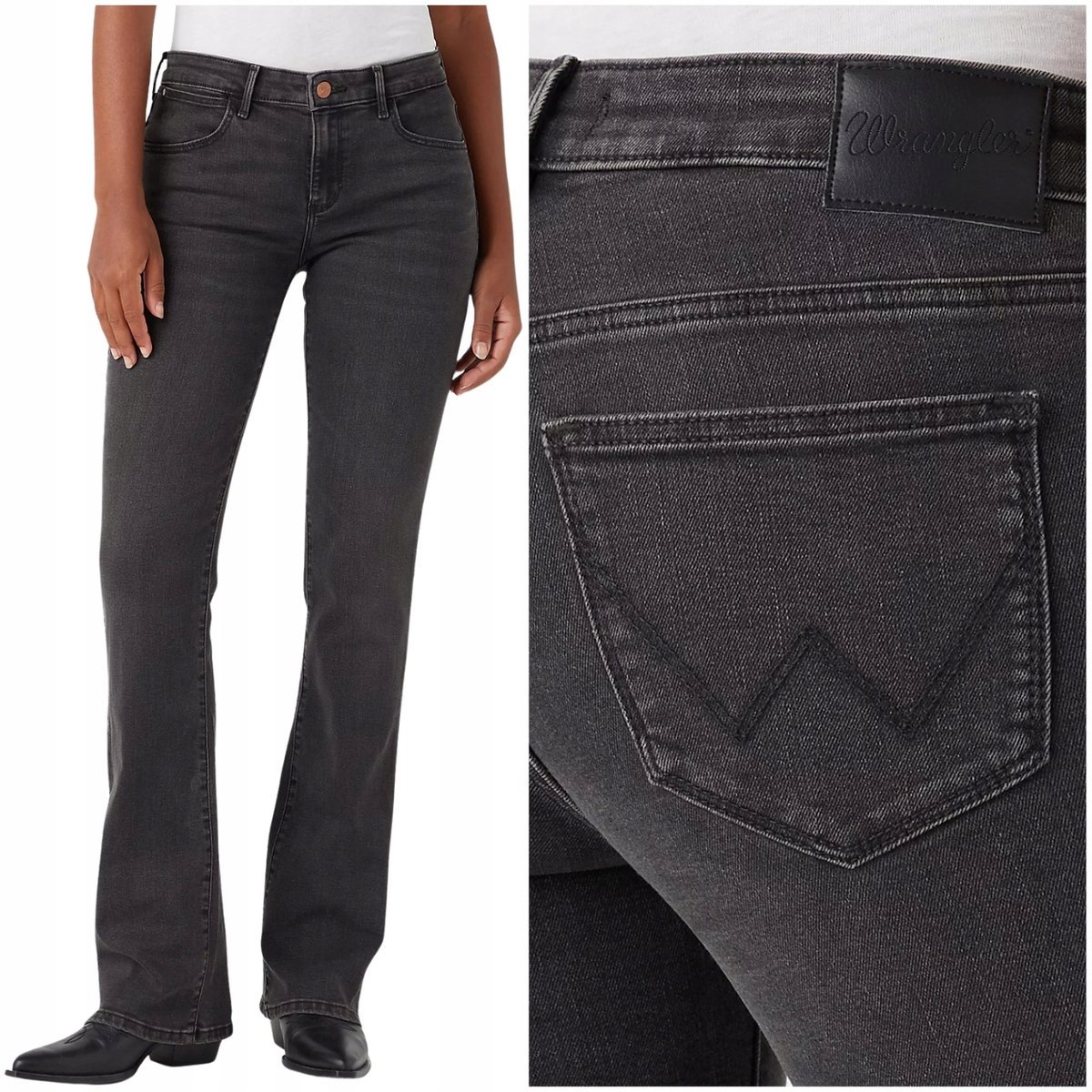 Wrangler BOOTCUT Mars rozszerzane szare damskie spodnie jeansowe W26 L32