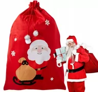 Ozdoby bożonarodzeniowe - Worek Na Prezent Świętego Mikołaja Pod Choinkę XXL Czerwony 90x60 cm - miniaturka - grafika 1