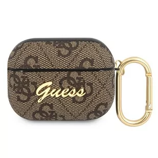 Apple Guess Etui Guess GUAP4GSMW AirPods Pro cover brązowy/brown 4G Script Metal Collection GUE1168BR - Akcesoria do słuchawek - miniaturka - grafika 1