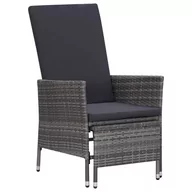 Fotele i krzesła ogrodowe - vidaXL Rozkładane krzesło ogrodowe z poduszkami, szary polirattan - miniaturka - grafika 1
