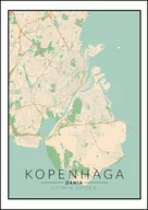 Plakaty - Galeria Plakatu, Plakat, Kopenhaga Mapa Kolorowa, 50x70 cm - miniaturka - grafika 1