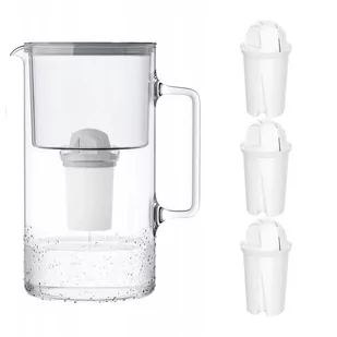 Wessper AquaClassic Crystalline 2,5L Szary szklany dzbanek filtrujący z 3 wkładami - Dzbanki filtrujące - miniaturka - grafika 1