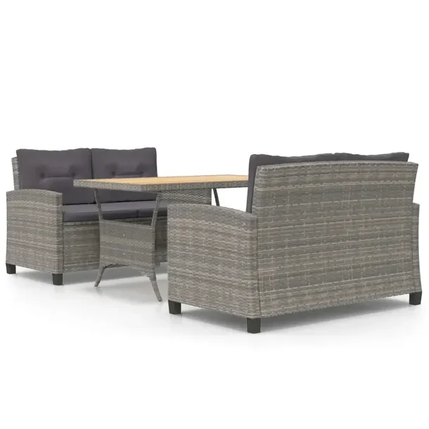 Komplet mebli ogrodowych z rattanu PE, szary, stół 120x70x66 cm, sofa 124