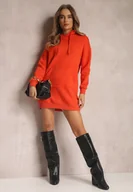 Bluzy damskie - Pomarańczowa Bluza Długa z Kapturem Firro - Renee - miniaturka - grafika 1